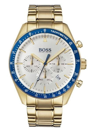 Hugo Boss Trophy Chronograph White Dial Gold Steel Strap Watch for Men - 1513631