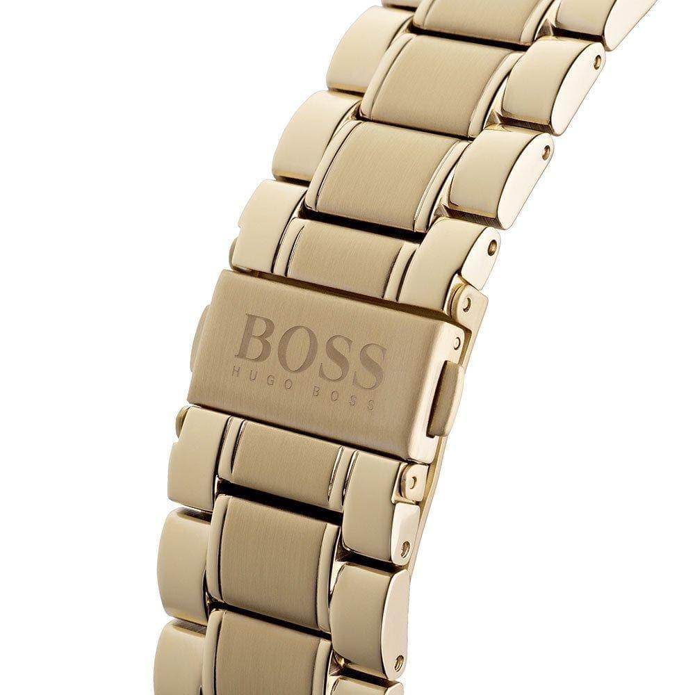 Hugo Boss Trophy Chronograph White Dial Gold Steel Strap Watch for Men - 1513631