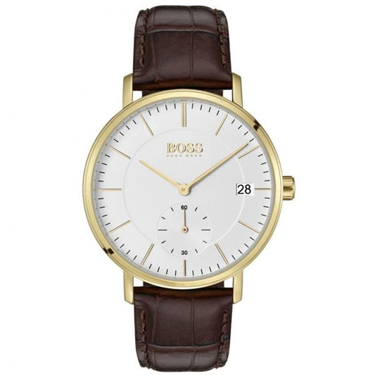 Hugo Boss Corporal White Dial Brown Leather Strap Watch for Men - 1513640