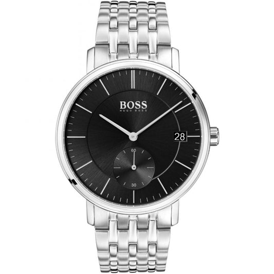 Hugo Boss Corporal Black Dial Silver Mesh Bracelet Watch for Men - 1513641