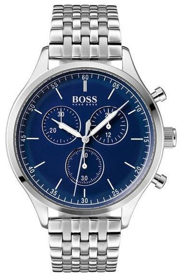 Hugo Boss Companion Chronograph Blue Dial Silver Steel Strap Watch for Men - 1513653