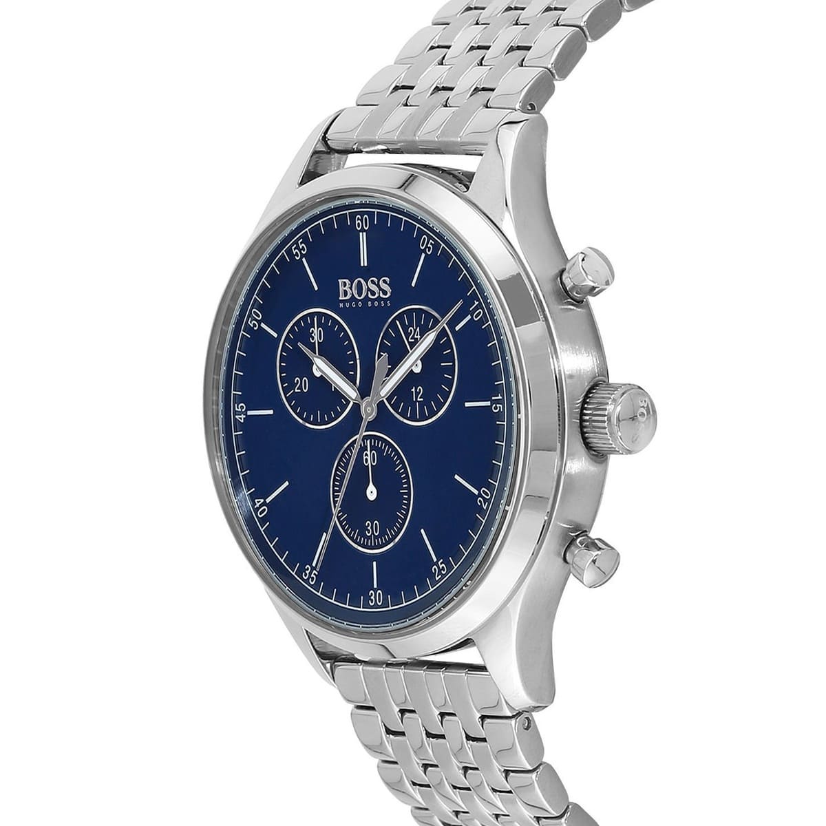 Hugo Boss Companion Chronograph Blue Dial Silver Steel Strap Watch for Men - 1513653