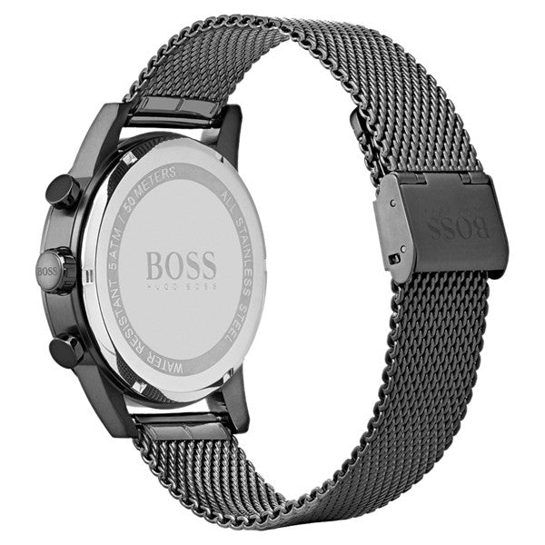 Hugo Boss Navigator Chronograph Grey Dial Grey Mesh Bracelet Watch for Men - 1513674