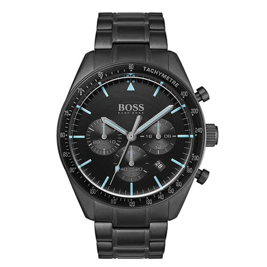 Hugo Boss Trophy Black Dial Black Steel Strap Watch for Men - 1513675