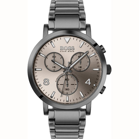 Hugo Boss Spirit Chronograph Grey Dial Grey Steel Strap Watch for Men - 1513695