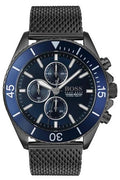 Hugo Boss Ocean Edition Chronograph Blue Dial Black Mesh Bracelet Watch for Men - 1513702