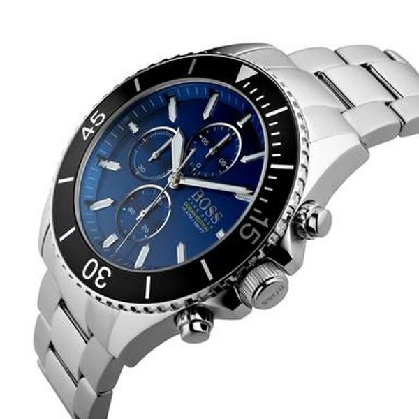 Hugo Boss Ocean Edition Chronograph Blue Dial Silver Steel Strap Watch for Men - 1513704