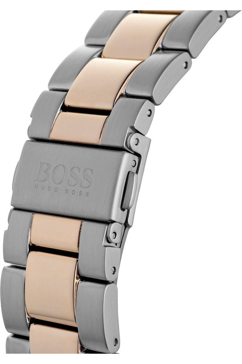 Hugo Boss Here Chronograph Black Dial Two Tone Steel Strap Watch for Men - 1513757