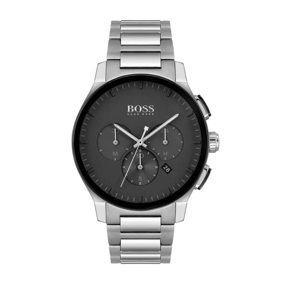 Hugo Boss Peak Chronograph Black Dial Silver Steel Strap Watch for Men - 1513762