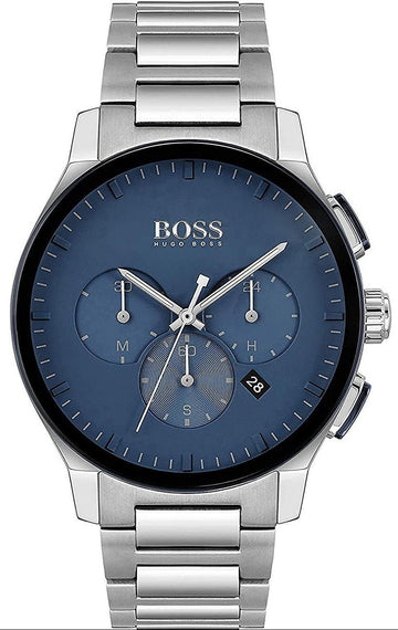 Hugo Boss Peak Chronograph Blue Dial Silver Steel Strap Watch for Men - 1513763