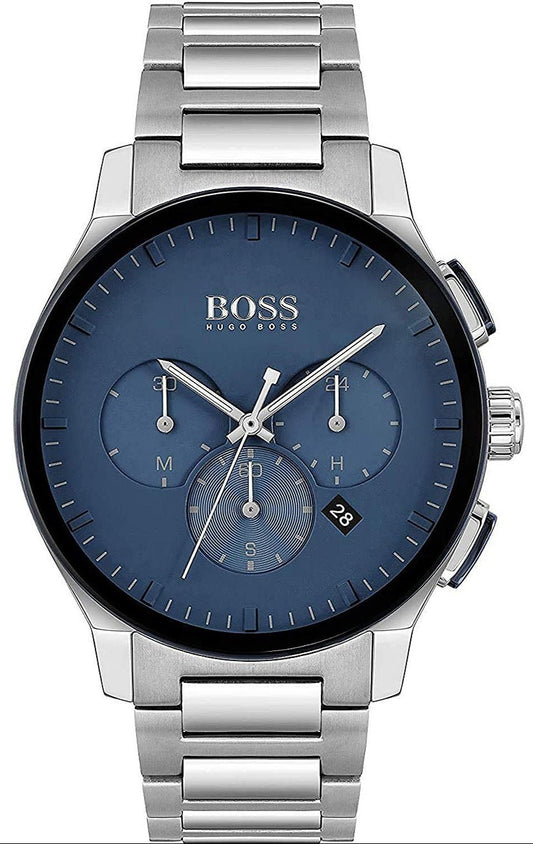 Hugo Boss Peak Chronograph Blue Dial Silver Steel Strap Watch for Men - 1513763