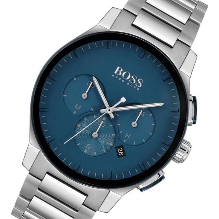 Hugo Boss Peak Chronograph Blue Dial Silver Steel Strap Watch for Men - 1513763