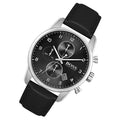 Hugo Boss Skymaster Chronograph Black Dial Black Leather Strap Watch for Men - 1513782