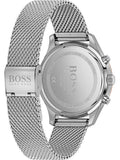 Hugo Boss Associate Black Dial Silver Mesh Bracelet Watch for Men - 1513805