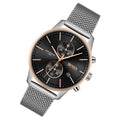 Hugo Boss Associate Black Dial Silver Mesh Bracelet Watch for Men - 1513805