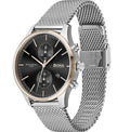 Hugo Boss Associate Black Dial Silver Mesh Bracelet Watch for Men - 1513805