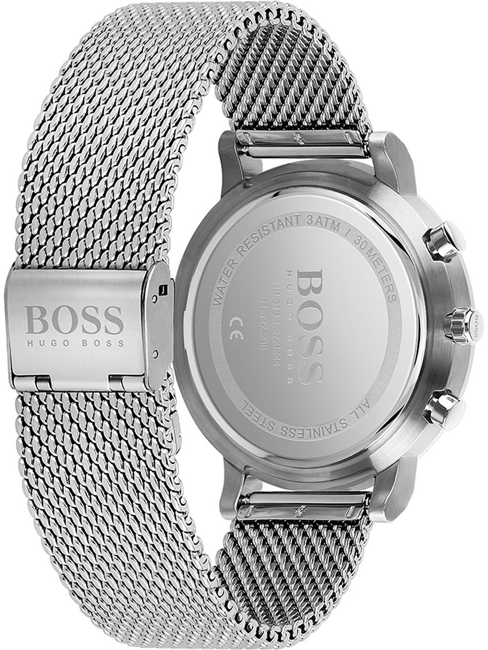 Hugo Boss Skymaster White Dial Silver Mesh Bracelet Watch for Men - 1513933