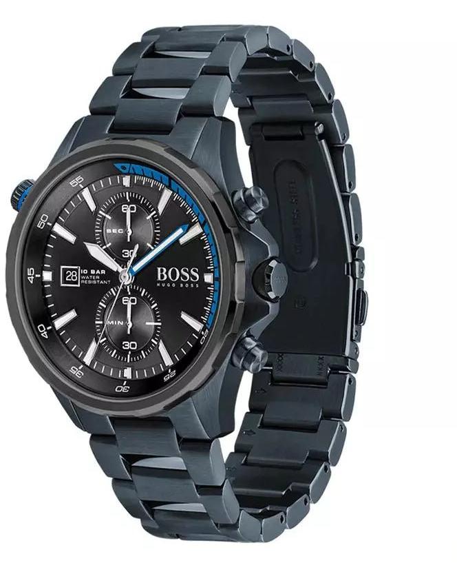 Hugo Boss Globetrotter Chronograph Black Dial Blue Steel Strap Watch for Men - 1513824