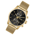 Hugo Boss Skymaster Chronograph Black Dial Gold Mesh Bracelet Watch for Men - 1513838