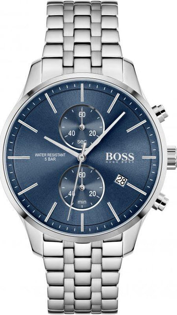 Hugo Boss Jet Chronograph Blue Dial Silver Steel Strap Watch for Men - 1513384