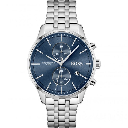 Hugo Boss Jet Blue Dial Silver Steel Strap Watch for Men - 1513384