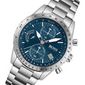 Hugo Boss Pilot Chronograph Blue Dial Silver Steel Strap Watch for Men - 1513850