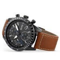 Hugo Boss Pilot Chronograph Black Dial Brown Leather Strap Watch for Men - 1513851