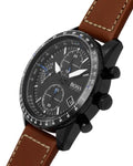 Hugo Boss Pilot Chronograph Black Dial Brown Leather Strap Watch for Men - 1513851