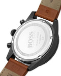 Hugo Boss Pilot Chronograph Black Dial Brown Leather Strap Watch for Men - 1513851