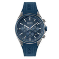 Hugo Boss Distinct Chronograph Blue Dial Blue Rubber Strap Watch for Men - 1513856