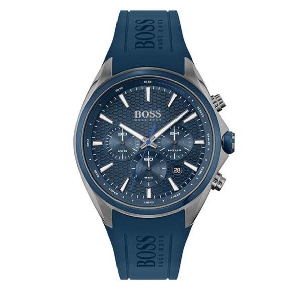 Hugo Boss Distinct Chronograph Blue Dial Blue Rubber Strap Watch for Men - 1513856