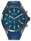 Hugo Boss Distinct Chronograph Blue Dial Blue Rubber Strap Watch for Men - 1513856