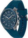 Hugo Boss Distinct Chronograph Blue Dial Blue Rubber Strap Watch for Men - 1513856