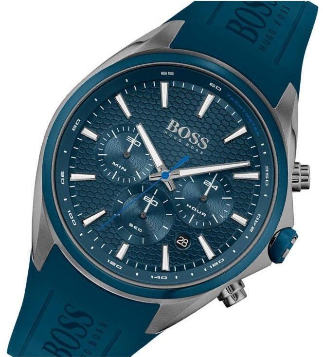 Hugo Boss Distinct Chronograph Blue Dial Blue Rubber Strap Watch for Men - 1513856