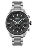 Hugo Boss Distinct Chronograph Black Dial Silver Steel Strap Watch for Men - 1513857