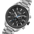 Hugo Boss Distinct Chronograph Black Dial Silver Steel Strap Watch for Men - 1513857