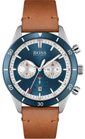 Hugo Boss Santiago Chronograph Blue Dial Brown Leather Strap Watch for Men - 1513860