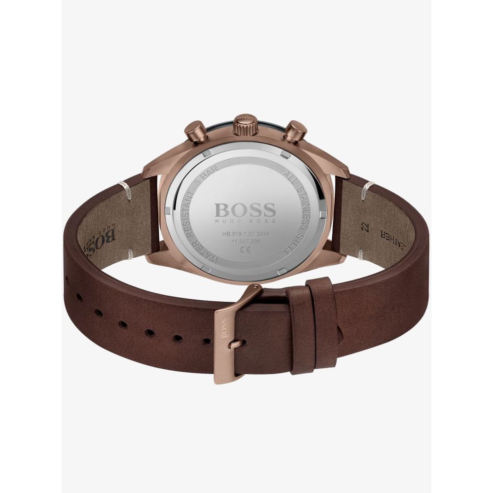 Hugo Boss Santiago Grey Dial Brown Leather Strap Watch for Men - 1513861