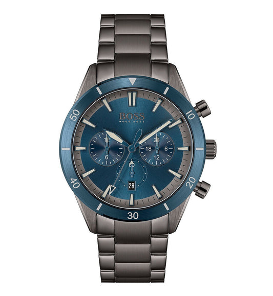 Hugo Boss Santiago Blue Dial Grey Steel Strap Watch for Men - 1513863