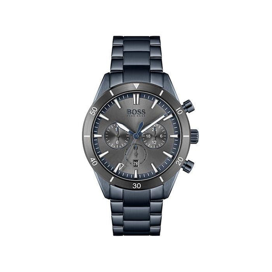 Hugo Boss Santiago Grey Dial Blue Steel Strap Watch for Men - 1513865