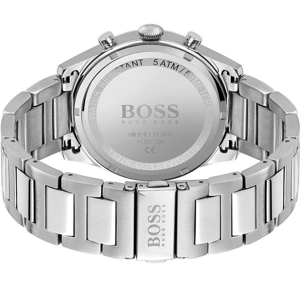 Hugo Boss Pioneer Chronograph Green Dial Silver Steel Strap Watch for Men - 1513868