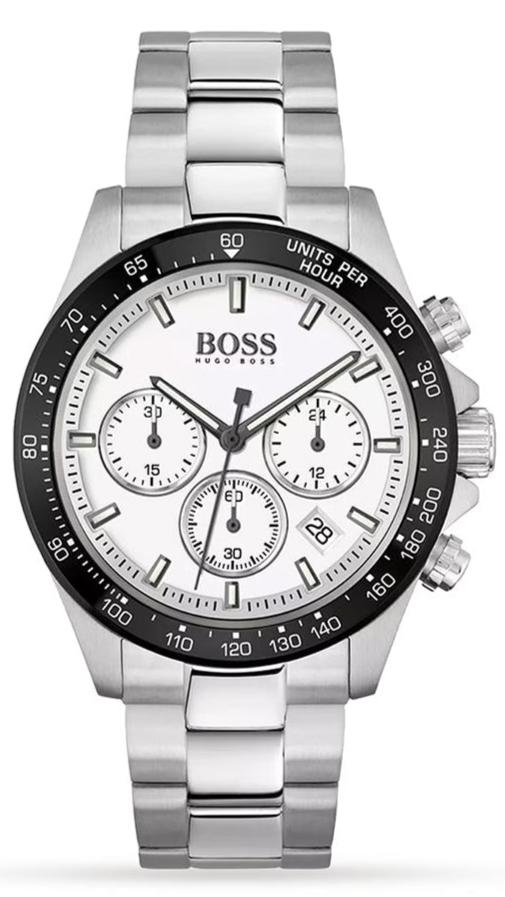 Hugo Boss Hero Chronograph White Dial Silver Steel Strap Watch for Men - 1513875