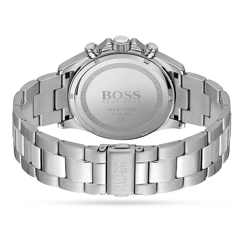 Hugo Boss Ikon Chronograph White Dial Silver Steel Strap Watch for Men - 1512962