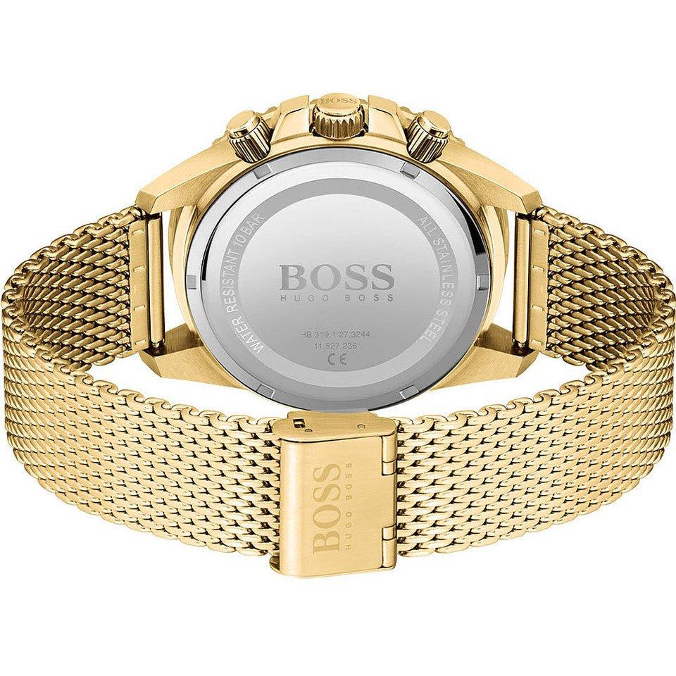 Hugo Boss Admiral Chronograph Black Dial Gold Mesh Bracelet Watch for Men - 1513906