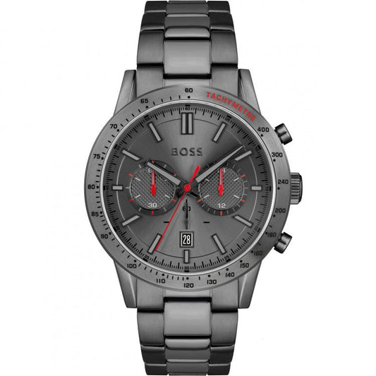 Hugo Boss Allure Chronograph Grey Dial Grey Steel Strap Watch for Men - 1513924