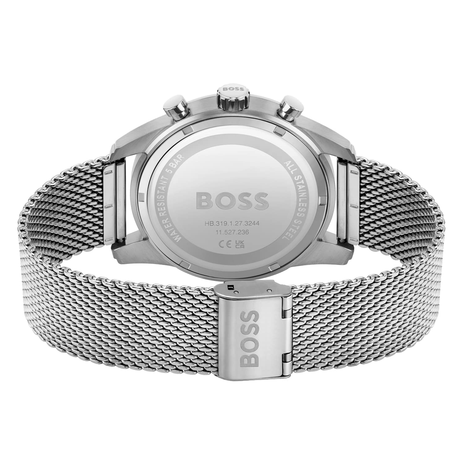 Hugo Boss Skymaster Green Dial Silver Mesh Bracelet Watch for Men - 1513938