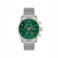 Hugo Boss Skymaster Green Dial Silver Mesh Bracelet Watch for Men - 1513938