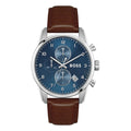 Hugo Boss Skymaster Blue Dial Brown Leather Strap Watch for Men - 1513940