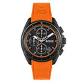 Hugo Boss Volane Chronograph Black Dial Orange Silicone Strap Watch for Men - 1513957