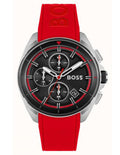 Hugo Boss Volane Black Dial Red Rubber Strap Watch for Men - 1513959